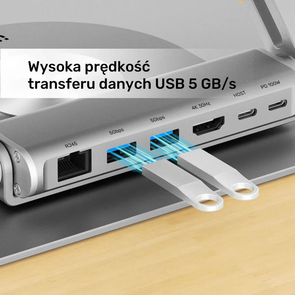 Podstavec laptop Unitek me hub USB-C HDMI 4K, gri - 8