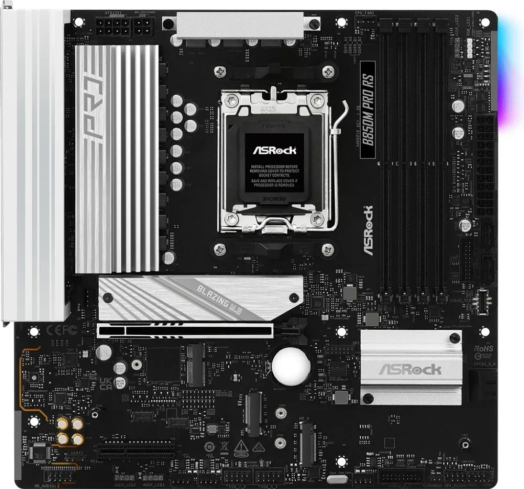 Pllakë amë Asrock B850M Pro RS, Socket AM5, micro ATX, E zezë - 1