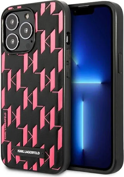 Mbështjellës Karl Lagerfeld Monogram Plaque për iPhone 13 Pro/13, 6.1", Rozë - 1