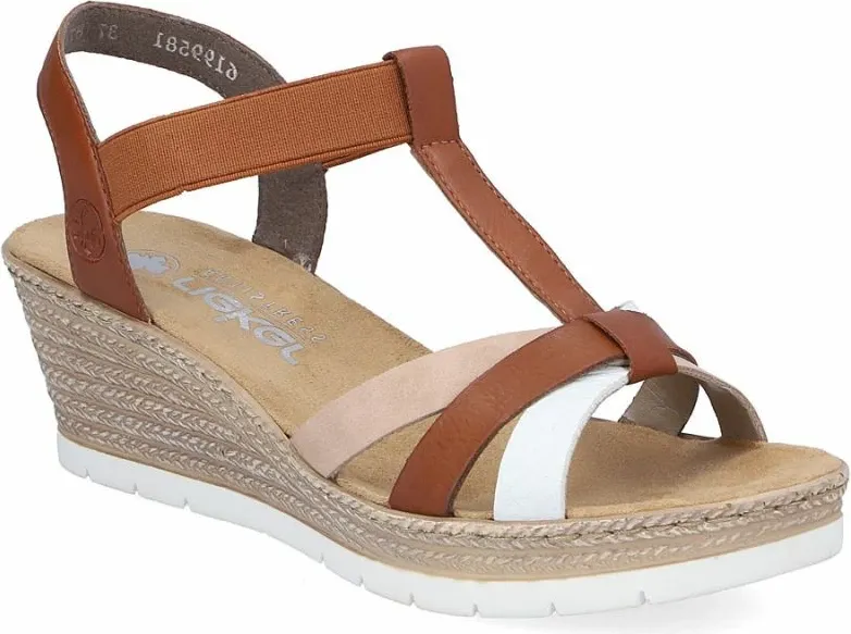 Sandale platforme femra Rieker 61995-81, kafe - 1