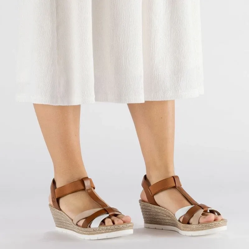 Sandale platforme femra Rieker 61995-81, kafe - 6