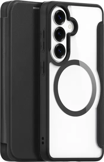 Mbështjellës me portofol Dux Ducis Skin X Pro për Samsung Galaxy S26+, MagSafe kompatibil, eko-lëkurë/TPU, i zi
