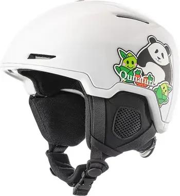 Kaskë ski/snowboard, Qunature, 10130003005, me mbrojtëse veshi, rregullim perimetri dhe ventilim, madhësia M (54-58 cm), e bardhë me motiv panda