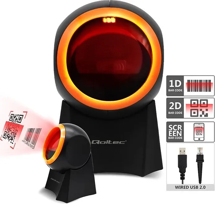 Skener tavoline për barkod Qoltec 50857, 1D | 2D, e zezë - 11