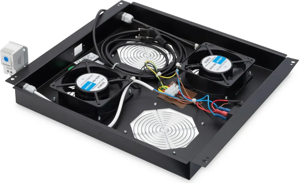 Panel ventilatorësh Digitus për kasë rrjeti 19", 2 ventilatorë, e zezë - 2