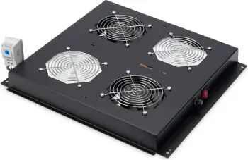Panel ventilatorësh Digitus për kasë rrjeti 19", 2 ventilatorë, e zezë