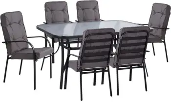 Set kopshti tavolinë & karrige Endika FH10564.01, 7 pjesë, hiri