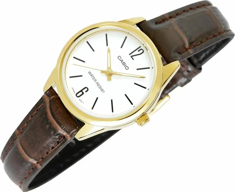 Orë dore femra Casio LTP-V005GL-7BUDF, kafe/ari, me kuti - 4