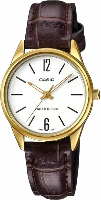 Orë dore femra Casio LTP-V005GL-7BUDF, kafe/ari, me kuti