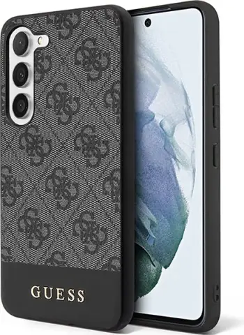 Mbështjellës Guess 4G Stripe për Samsung Galaxy S23 S911, hardcase TPU/PC me eko-lëkurë, i zi