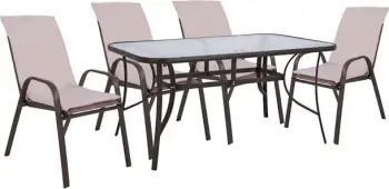 Set kopshti tavolinë & karrige FH10570.02, 5 pjesë, të kafta
