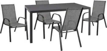 Set kopshti tavolinë & karrige LEOFER FH21004, 5 pjesë, hiri