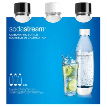 Shishe PET për gazues uji, SodaStream, Fuse 2260748, 1L, të zeza, set 3 copë