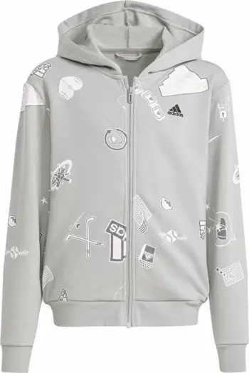 Duks me kapuç për fëmijë adidas, me zinxhir, gri