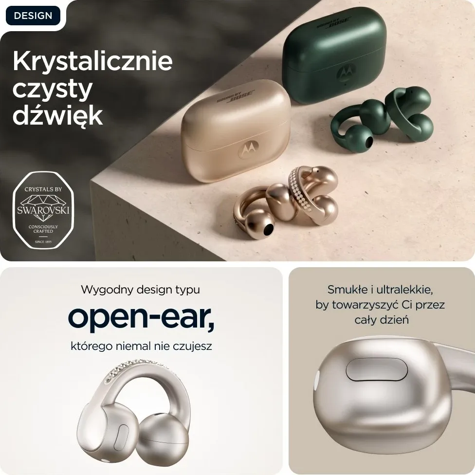 Kufje Motorola moto buds loop, wireless, Bluetooth, me kapëse për vesh, Bezhe - 11