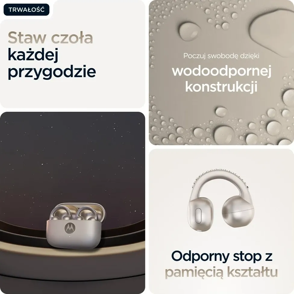 Kufje Motorola moto buds loop, wireless, Bluetooth, me kapëse për vesh, Bezhe - 15