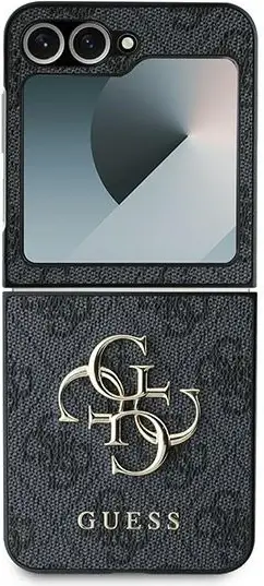 Mbështjellës celulari Guess Leather 4G Metal Logo për Samsung Galaxy Z Flip6 (F741), hardcase, TPU/PC/eko-lëkurë, i zi
