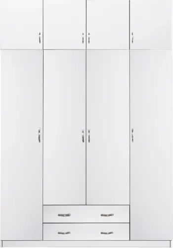 Dollap AZALEA me kabinet të sipërm shtesë 4-fletësh FH11224.05 melaminë në të bardhë 200x55.5x240Hcm