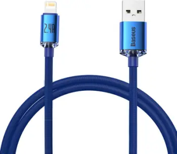 Kabllo USB në Lightning Baseus Crystal Shine, 1.2m, 2.4A, Blu