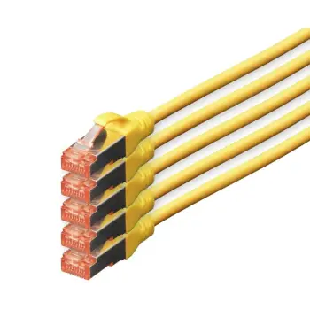 Kabllo rrjeti Cat6 Digitus 10m S/FTP, set 5 copë, RJ-45, verdhë