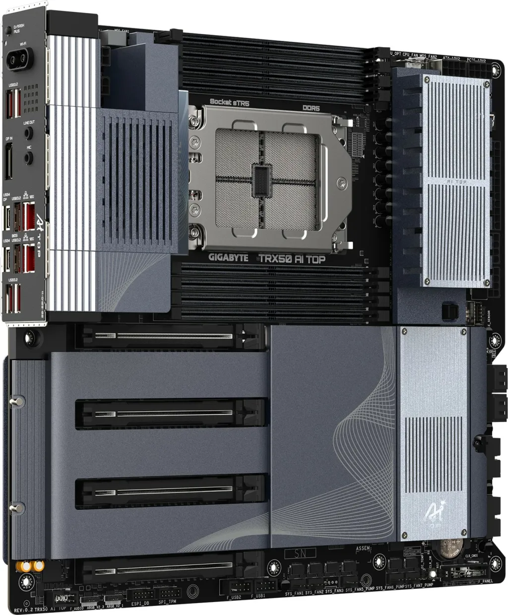 Pllakë amë Gigabyte TRX50 AI TOP, sTR5, ATX, për Threadripper, gri - 3