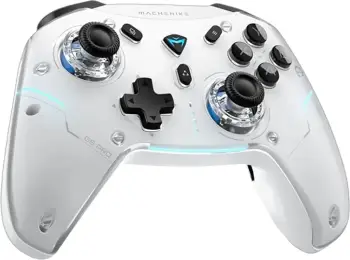 kontroller gaming Machenike G5Pro Max wireless 2.4G/Bluetooth/USB 1000Hz Hall Effect me dock RGB, klasa B, i bardhë