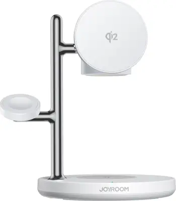 stacion karikimi wireless Joyroom JR-W23 Qi2 4-në-1, 15W, me dritë nate, i bardhë