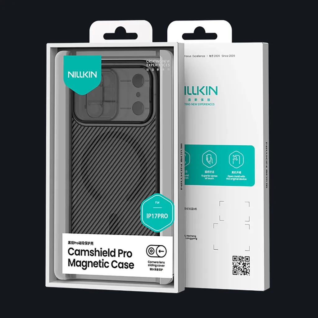 Mbështjellës Nillkin CamShield Pro MagSafe për iPhone 17 Pro Max, PC+TPU, magnet i integruar, kapak rrëshqitës i kamerës, transparent black - 13