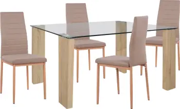 Set tavoline ngrënieje 5 pjesë me tavolinë Morgan 140x80x75 Karrige Lady Bezhë FH11407