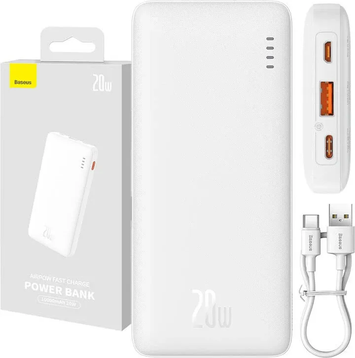 Powerbank Baseus Airpow 10000mAh, 20W, i bardhë - 10