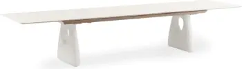 Tavolinë ngrënie e zgjatshme GOFFEN, alumin ngjyrë fildishi, sipërfaqe prej guri të sinterizuar, 280-400x100x76.5cm