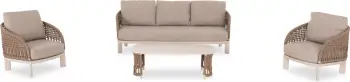 Set lounge 4 pjesësh LADRIS, alumin, litar, jastëkë bezhë, CD6405.01