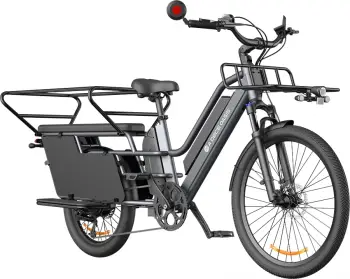 biçikletë elektrike kargo ADO Oasis 261T, motor 250W, bateri dyfishe 48V 13.5Ah + 48V 9Ah, deri 180 km, gri, me dorezë gazi