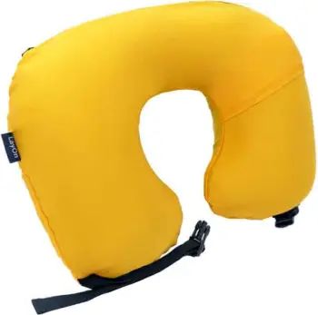 jastëk udhëtimi LayOn ergonomik me xhep, 25×14×12 cm, i verdhë