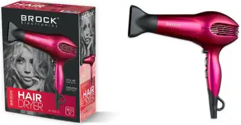 Tharëse flokësh Brock HD 9501 PK, 1800W, me jonizues, 2 nivele fuqie, 2 shpejtësi, ajër i ftohtë, rozë