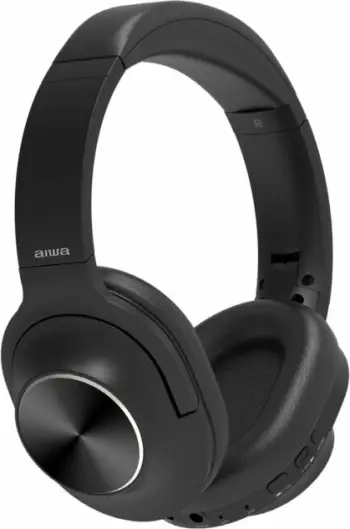 Kufje Bluetooth me ANC Aiwa HST-220BT, mbi vesh, BT 5.4, 40-50 orë, USB-C, AUX 3.5 mm, të palosshme, të zeza, set me kabllo USB-C dhe AUX