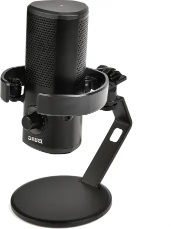 Mikrofon USB kondensator Aiwa PDM-10, 24-bit/96 kHz, me mbajtëse tavoline, e zezë