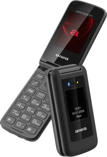 Celular me kapak Aiwa FP-30 4G, buton SOS, ekran 2.4 inç, bateri 1000 mAh, USB-C, radio FM, i zi