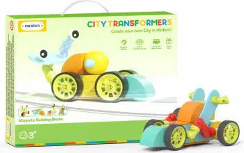 Blloqe ndërtimi magnetike Magfun City Transformers (City Transport), set 46 copë, shumëngjyrëshe