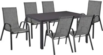 Set kopshti tavolinë & karrige LEON FH11520.01, 7 pjesë, hiri