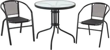 Set kopshti tavolinë & karrige FH10713, 3 pjesë, të zeza