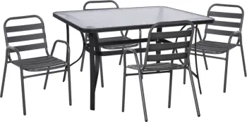 Set kopshti tavolinë & karrige Prelude FH21032, 5 pjesë, hiri/alumin