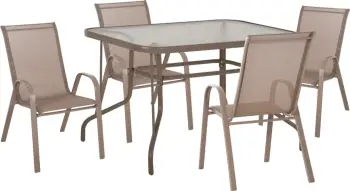 Set kopshti tavolinë & karrige LEON FH21041, 5 pjesë, ngjyrë shampanjë