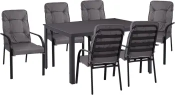 Set kopshti tavolinë & karrige FH11521.01, 7 pjesë, hiri