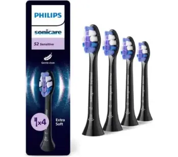 Kokë furçe dhëmbësh sonike Philips Sonicare S2 Sensitive HX6054/88, 4 copë, e zezë