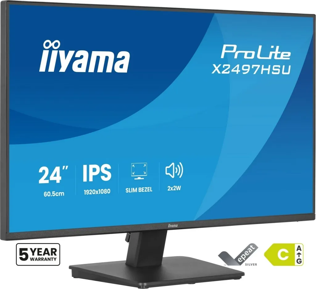 Monitor iiyama X2497HSU-B1, 24 inch, Full HD, IPS, HDMI, DisplayPort, USB, i zi - 2