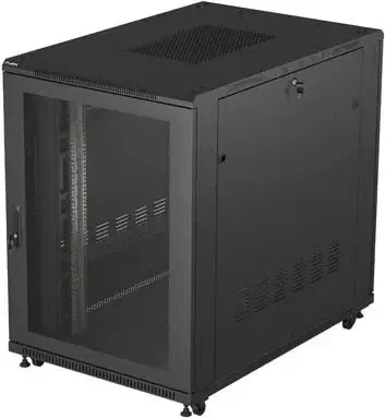 Kasë rack LANBERG 19" 22U 800x1200mm, me ventilatorë, e zezë - 1