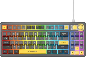 Tastierë gaming Rampage CYCLONE KNOB RGB 90%, 90 tasta, USB-C, e zezë