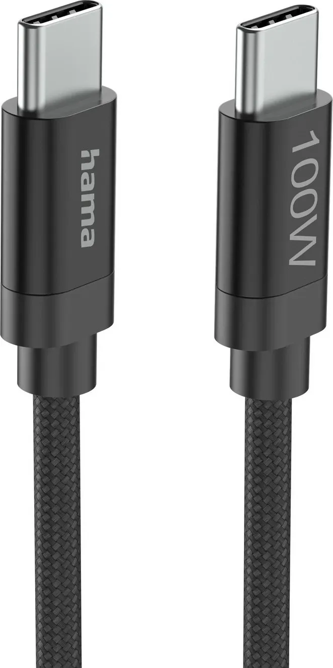 Kabllo USB-C Hama USB-C - USB-C, 100W, 3m, najlon, e zezë - 2