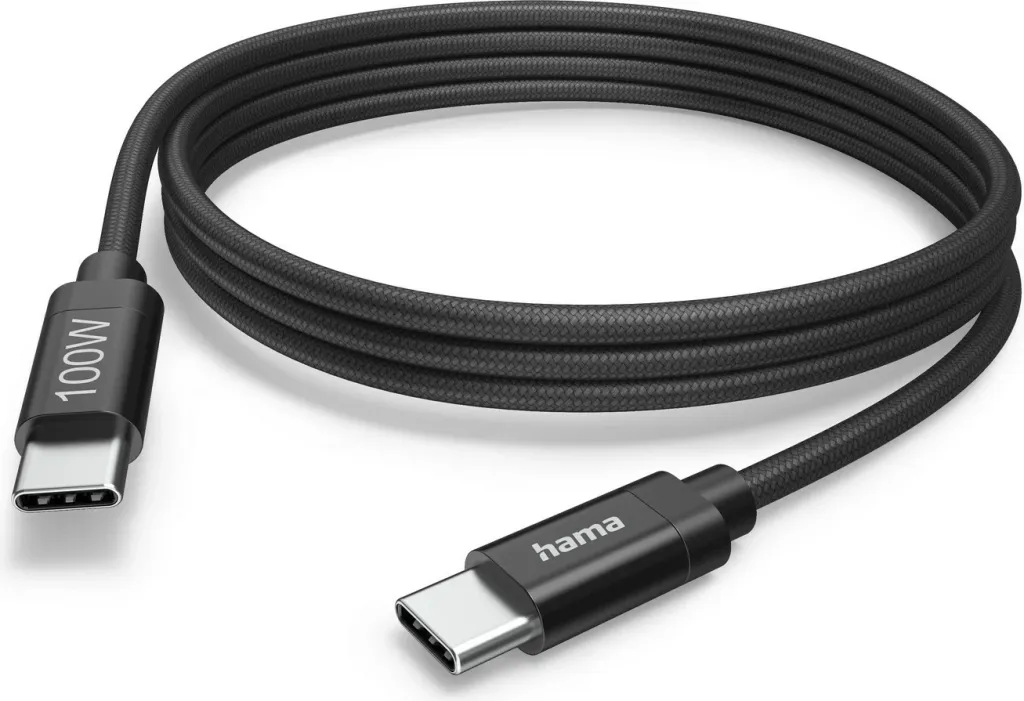 Kabllo USB-C Hama USB-C - USB-C, 100W, 3m, najlon, e zezë - 5